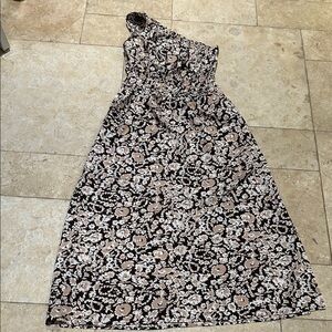 Rails One-Shoulder Dress in Black and Cream Floral